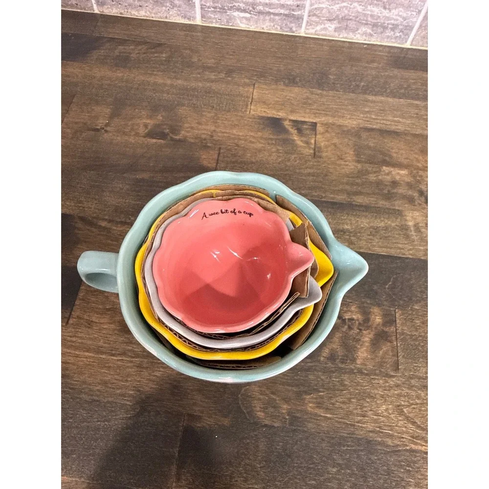 Pioneer Woman Stoneware Nesting Measuring Cup Set 4 Piece Floral Farmhouse NWOT